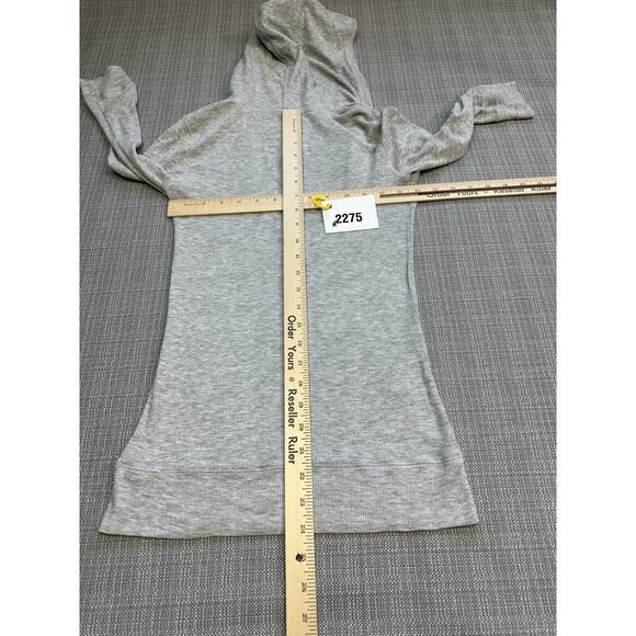 Hollister Thermal Hoodie Womens Medium Y2K Grey Pullover Deep V Neck Shirt - Picture 6 of 9